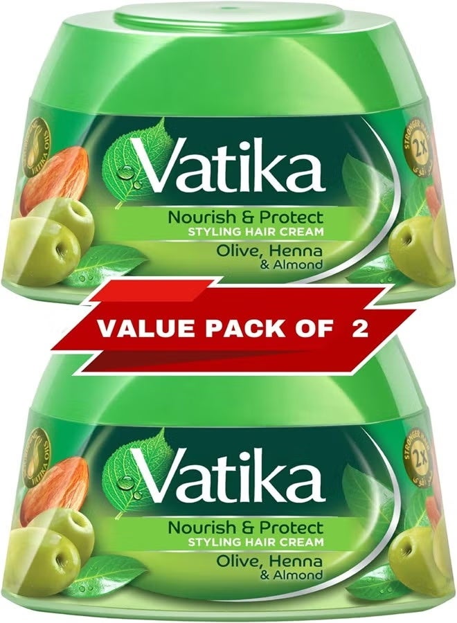 فاتيكا كريم فاتيكا ناتشورالز لتغذية وحماية تصفيف الشعر (2 × 140 مل) | الحناء واللوز والصبار وزيوت فاتيكا المغذية - Image 1